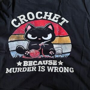 Black Cat Crochet Graphic Tee XXL